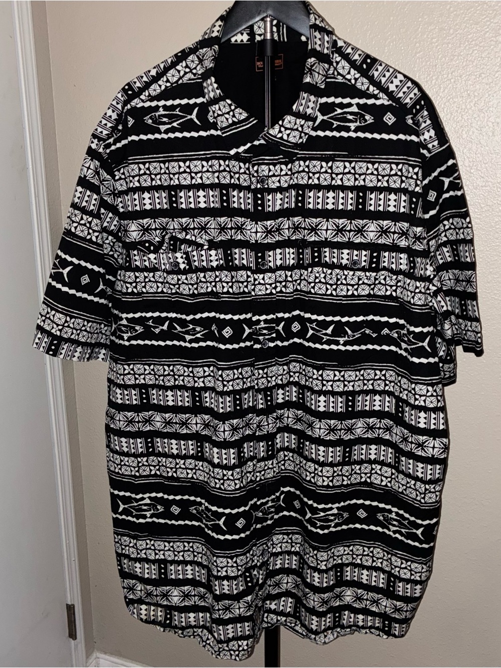 Boulder Creek Men's 3X Tall Geo-Print Short Sleeve Button-Down Shirt